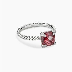 David Yurman | Chatelaine Sterling Silver Rhodolite & Diamond Ring NWT 🥰🥰